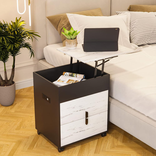 Ebern Designs Lagos Convertible Lift Top nightstands with Hidden